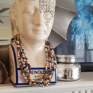 Long real multicolored freshwater pearl necklace
